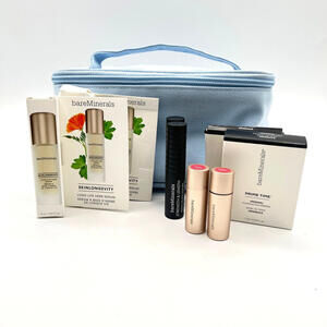bareMinerals Bag w/8X Skinlongevity Mascara Lipstick Prime Time + Surprises